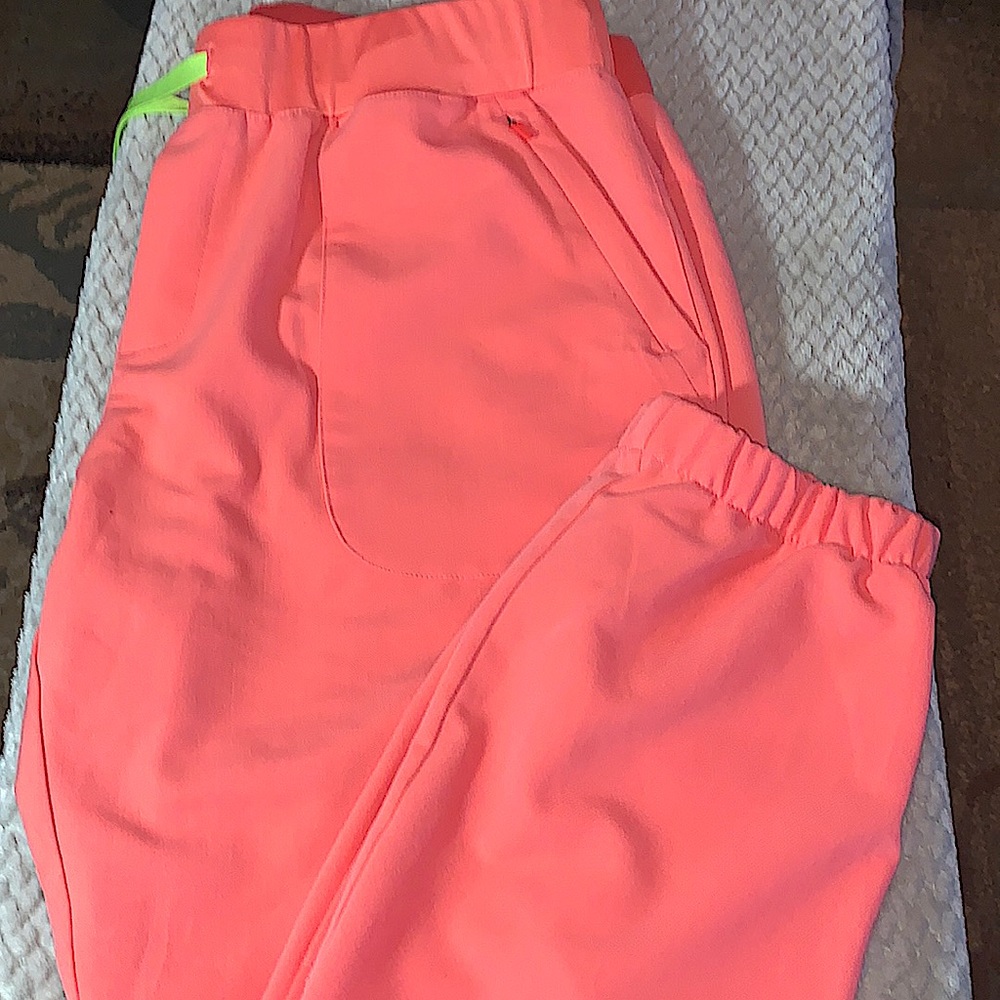 Figs Neon Coral Pink Scrub Jogger Pants